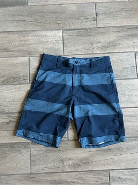 Micros Men's Blue Striped Flat Front Shorts